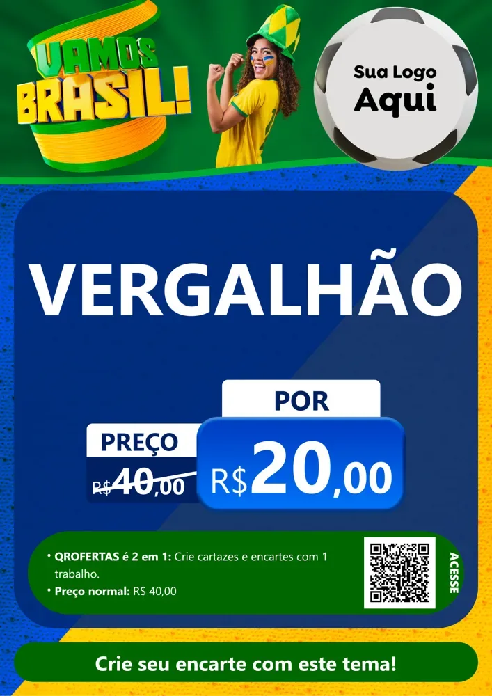 Modelo de Cartaz para Cartaz A4 Vertical com o tema Vamos Brasil - Copa para Ferragens
