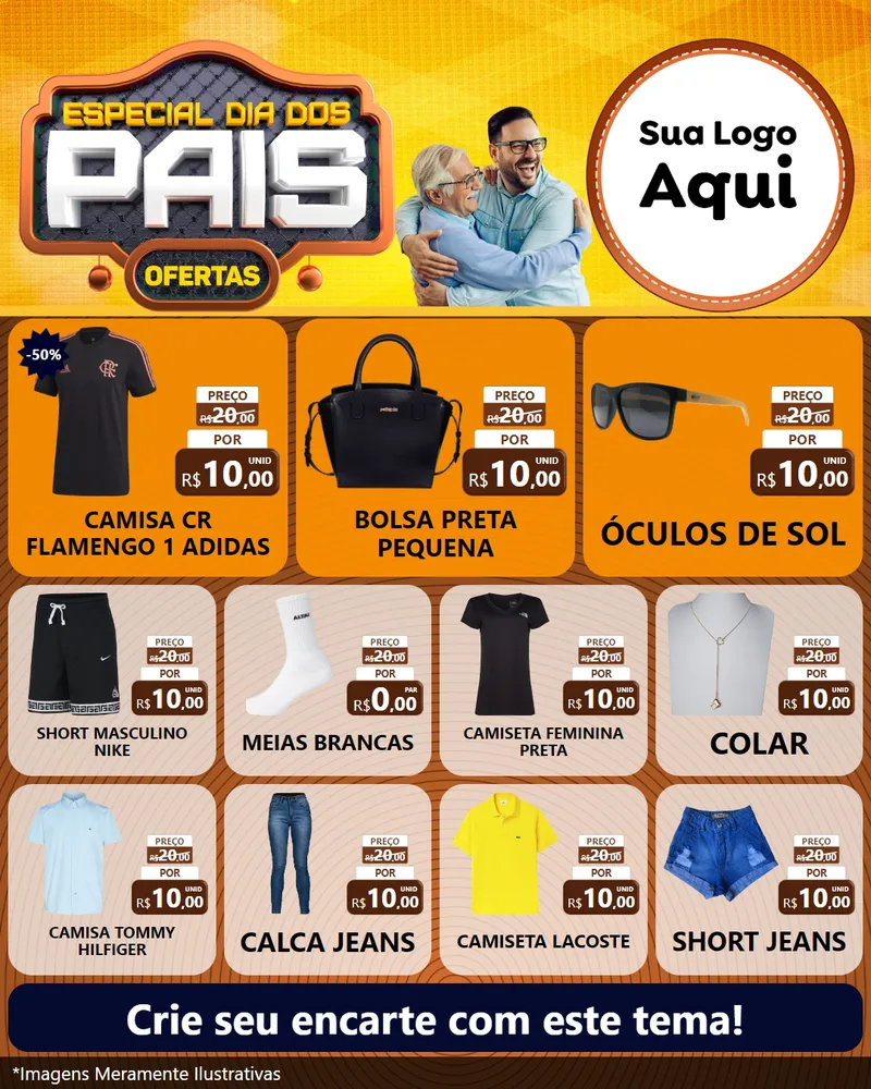 Modelo de Rede Social para Feed Instagram com o tema Especial Dia dos Pais para Roupas e acessórios