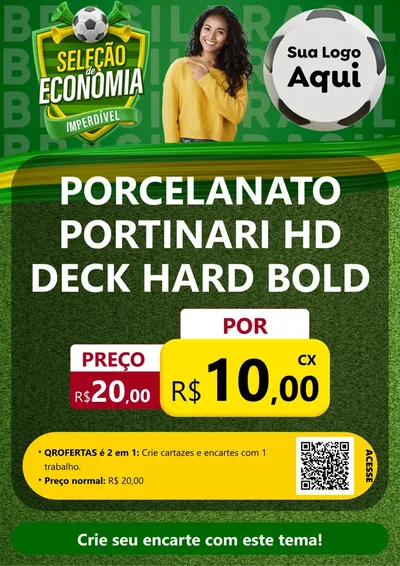 Modelo de Cartaz para Cartaz A4 Vertical com o tema Seleção de Economia - Copa para Pisos e revestimentos