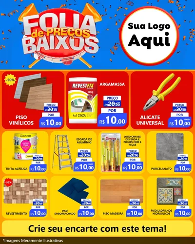 Modelo de Rede Social para Feed Instagram com o tema Folia de Preços Baixos para Material para Construção