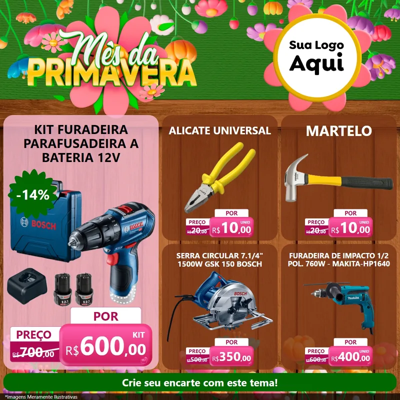 Modelo de Rede Social para Feed Facebook com o tema Mês da Primavera para Maquinas e Ferramentas