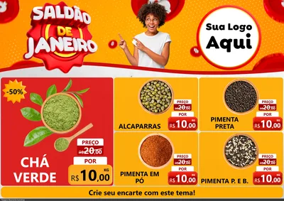 Modelo de Encarte para Encarte A4 Horizontal com o tema Saldão de Janeiro para Produtos Naturais