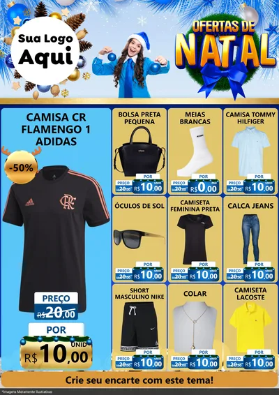 Modelo de Encarte para Encarte A4 Vertical com o tema Ofertas de Natal para Roupas e acessórios
