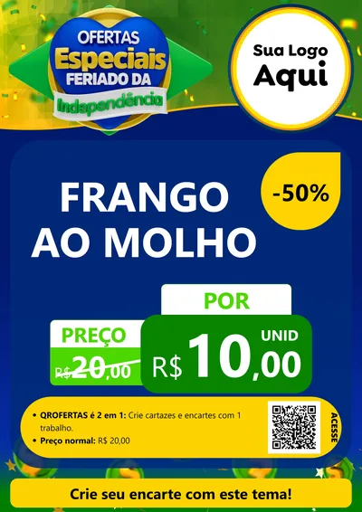 Modelo de Cartaz para Cartaz A4 Vertical com o tema Ofertas Especiais Feriado da Independência para Restaurante
