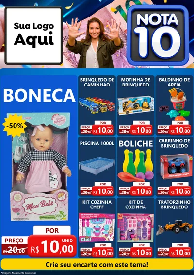 Modelo de Encarte para Encarte A4 Vertical com o tema Nota 10 para Brinquedos