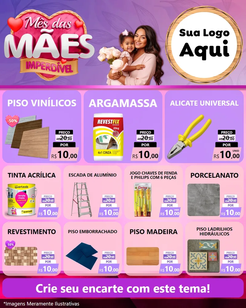Modelo de Rede Social para Feed Instagram com o tema Mês das Mães Imperdível para Material para Construção