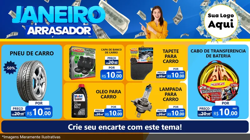 Modelo de TV para TV Horizontal com o tema Janeiro Arrasador para Auto peças