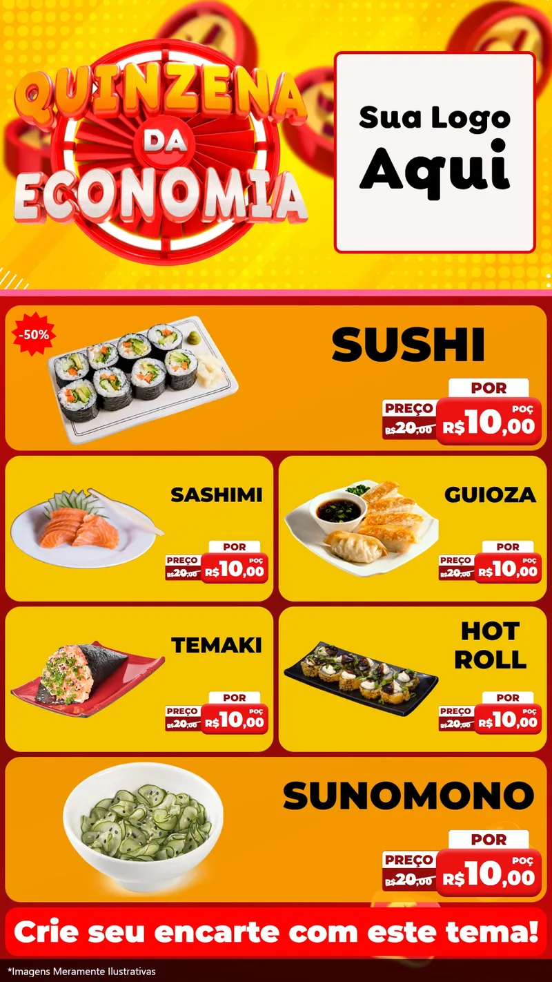 Modelo de TV para TV Vertical com o tema Quinzena Da Economia para Comida japonesa