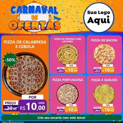 Modelo de Rede Social para Feed Facebook com o tema Carnaval de Ofertas para Pizzaria