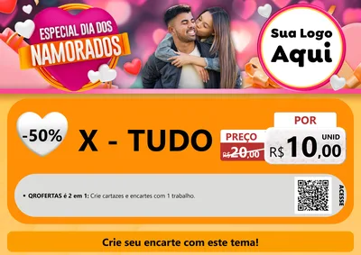 Modelo de Cartaz para Cartaz A4 Horizontal com o tema Especial Dia dos Namorados para Hamburgueria