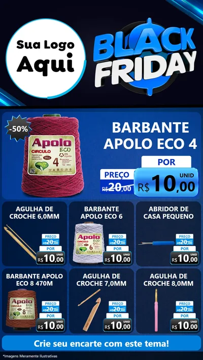 Modelo de Rede Social para Stories com o tema Black Friday para Armarinho e Aviamentos