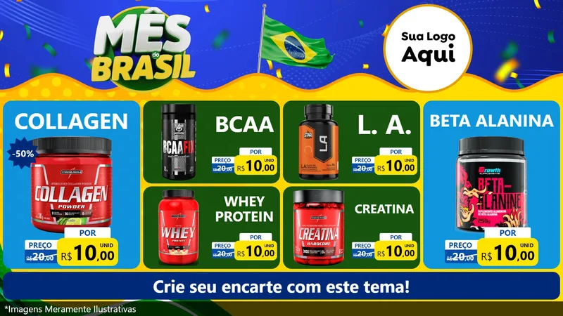 Modelo de TV para TV Horizontal com o tema Mês do Brasil para Suplementos alimentares