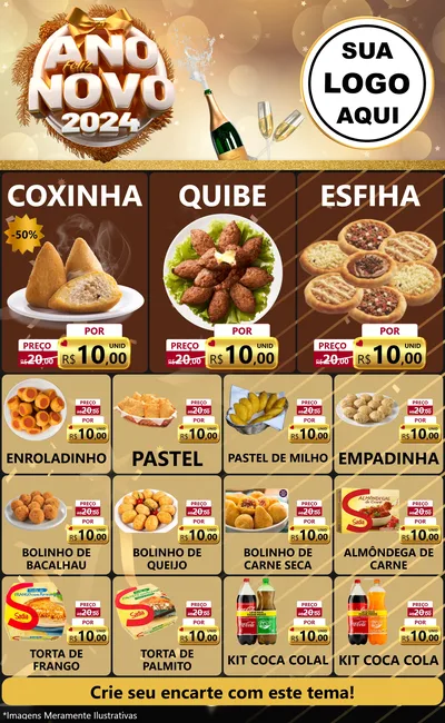 Modelo de Encarte para Encarte Grande com o tema Feliz Ano Novo 2027 para Salgadaria