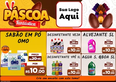 Modelo de Encarte para Encarte A4 Horizontal com o tema Páscoa Fantástica para Produtos de Limpeza
