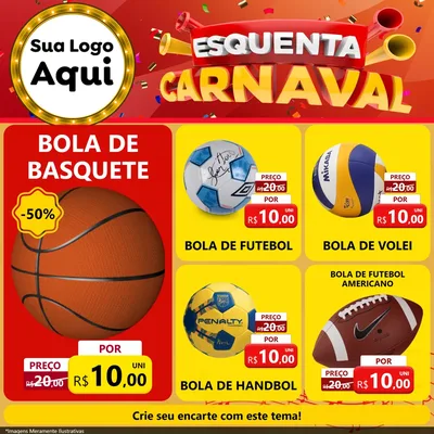 Modelo de Rede Social para Feed Facebook com o tema Esquenta Carnaval para Artigos Esportivos