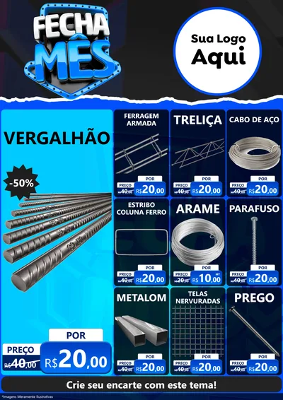 Modelo de Encarte para Encarte A4 Vertical com o tema Fecha Mês para Ferragens