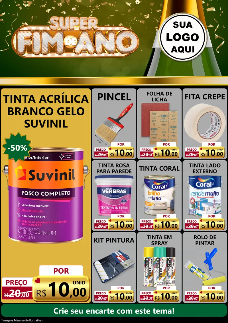 Modelo de Encarte para Encarte A4 Vertical com o tema Super Fim de Ano para Tintas e Ferramentas