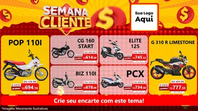 Modelo de TV para TV Horizontal com o tema Semana do Cliente para Concessionaria de Motos
