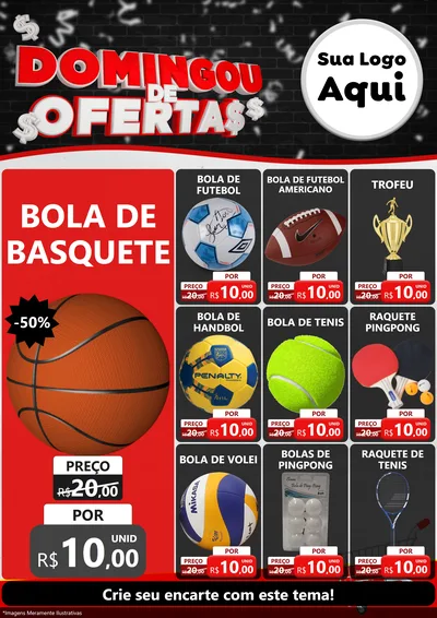 Modelo de Encarte para Encarte A4 Vertical com o tema Domingou de Ofertas para Artigos Esportivos