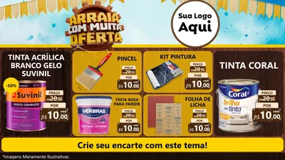 Modelo de TV para TV Horizontal com o tema Ofertas de São João - Junina para Tintas e Ferramentas