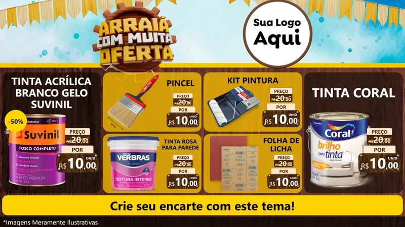 Modelo de TV para TV Horizontal com o tema Ofertas de São João - Junina para Tintas e Ferramentas
