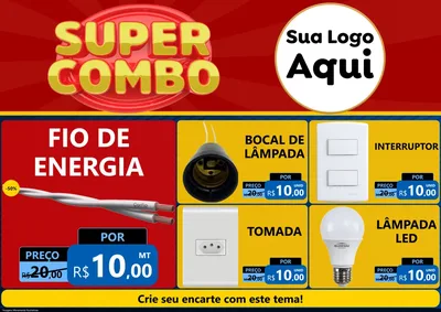 Modelo de Encarte para Encarte A4 Horizontal com o tema Super Combo para Materiais Elétricos