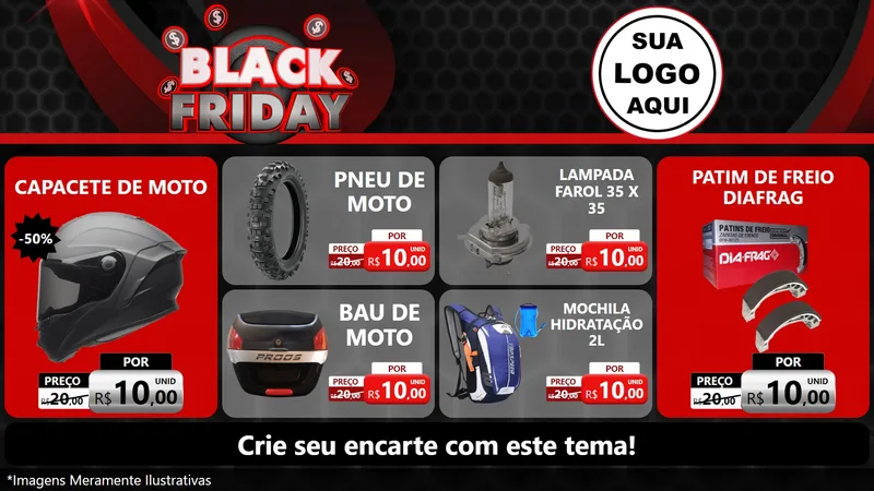 Modelo de TV para TV Horizontal com o tema Black Friday para Moto peças