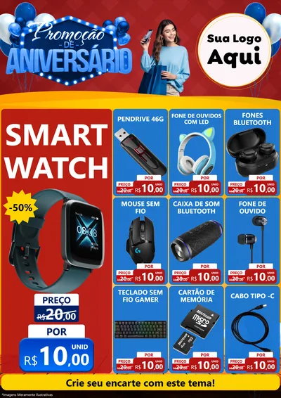 Modelo de Encarte para Encarte A4 Vertical com o tema Promoção de Aniversário para Informática