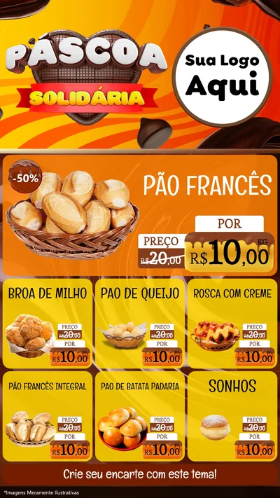 Modelo de Rede Social para Stories com o tema Páscoa Solidária para Padaria