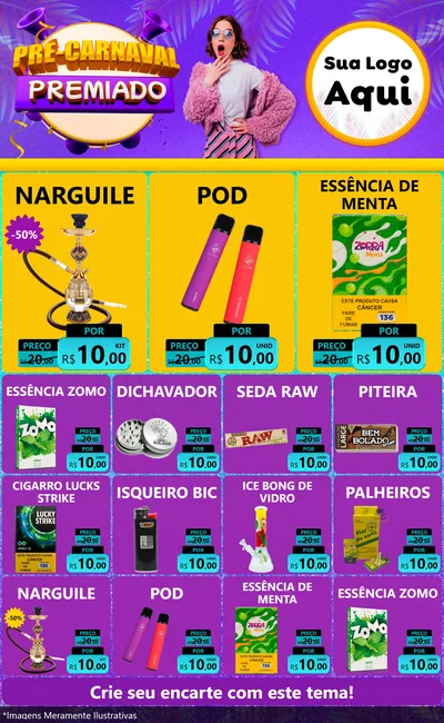 Modelo de Encarte para Encarte Grande com o tema Pré-Carnaval Premiado para Tabacaria