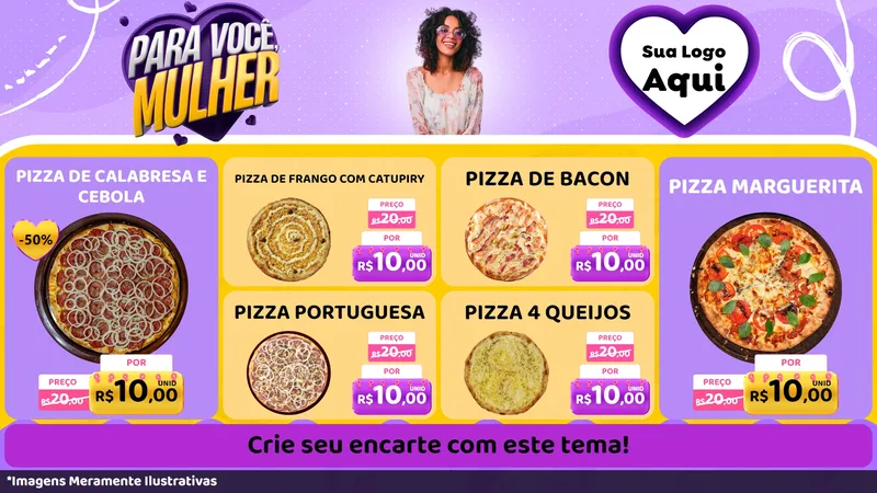 Modelo de TV para TV Horizontal com o tema Para Você, Mulher para Pizzaria