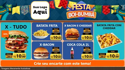 Modelo de TV para TV Horizontal com o tema Festa Boi Bumbá para Hamburgueria