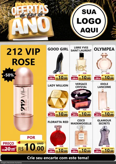 Modelo de Encarte para Encarte A4 Vertical com o tema Ofertas de Fim de Ano para Perfumes