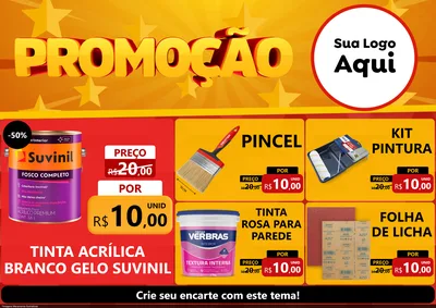 Modelo de Encarte para Encarte A4 Horizontal com o tema Promoção para Tintas e Ferramentas