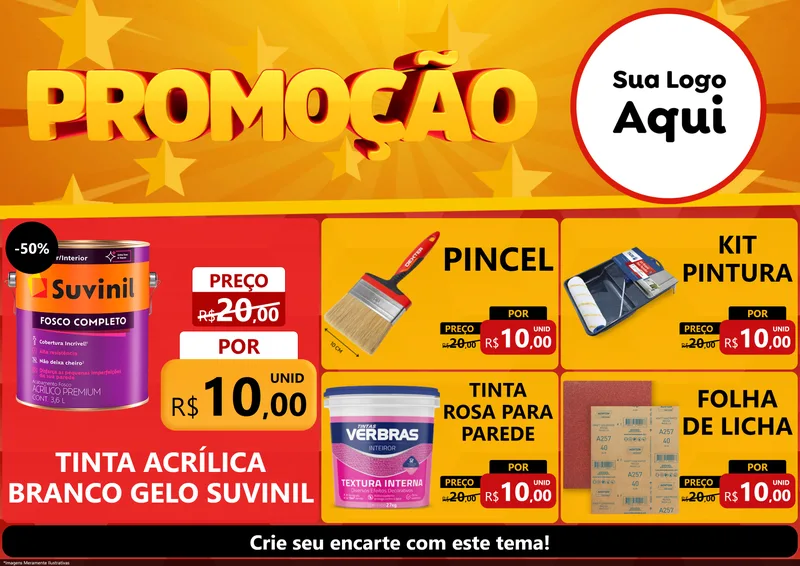 Modelo de Encarte para Encarte A4 Horizontal com o tema Promoção para Tintas e Ferramentas