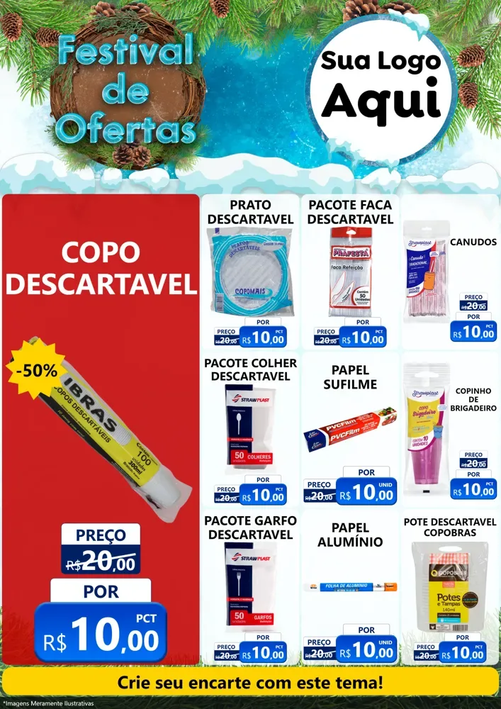Modelo de Encarte para Encarte A4 Vertical com o tema Festival de Ofertas - Inverno para Embalagens