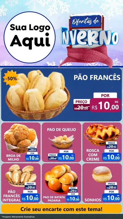 Modelo de Rede Social para Stories com o tema Ofertas de Inverno para Padaria