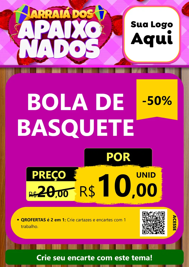 Modelo de Cartaz para Cartaz A4 Vertical com o tema Arraiá dos Apaixonados para Artigos Esportivos