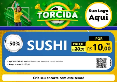 Modelo de Cartaz para Cartaz A4 Horizontal com o tema Torcida para Comida japonesa