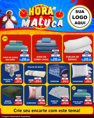 Modelo de Rede Social para Feed Instagram com o tema Hora Maluca para Cama, Mesa e Banho