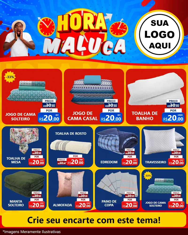 Modelo de Rede Social para Feed Instagram com o tema Hora Maluca para Cama, Mesa e Banho