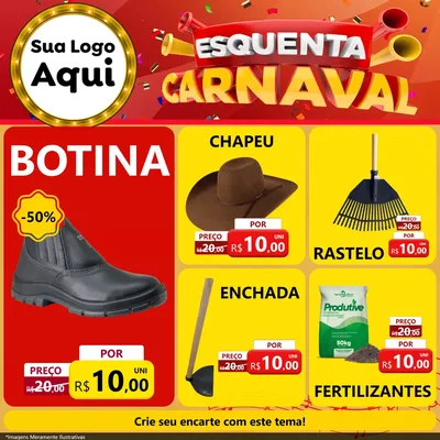 Modelo de Rede Social para Feed Facebook com o tema Esquenta Carnaval para Agropecuária