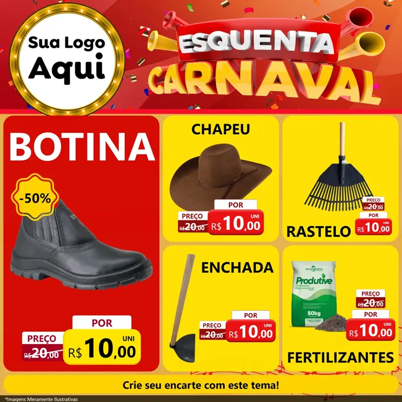 Modelo de Rede Social para Feed Facebook com o tema Esquenta Carnaval para Agropecuária