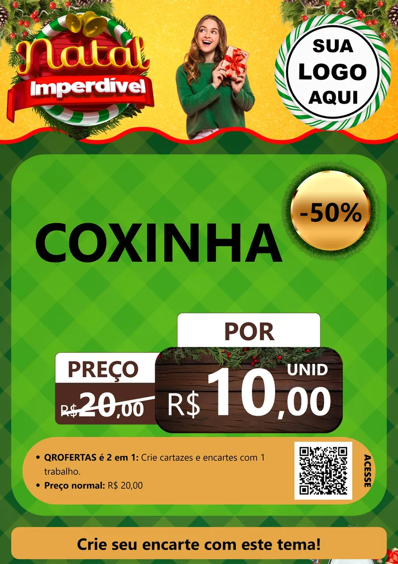 Modelo de Cartaz para Cartaz A4 Vertical com o tema Natal Imperdível para Salgadaria