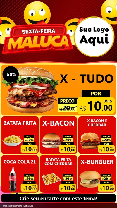 Modelo de Rede Social para Stories com o tema Sexta-feira Maluca para Hamburgueria