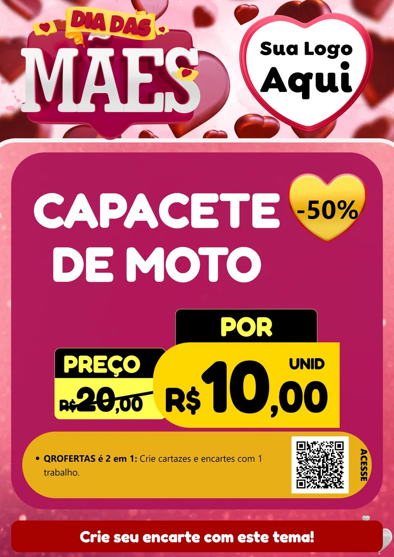 Modelo de Cartaz para Cartaz A4 Vertical com o tema Dia Das Mães para Moto peças