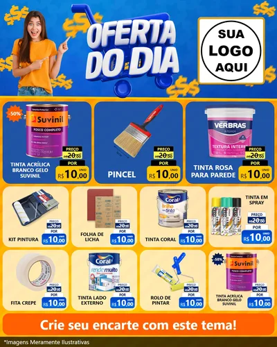 Modelo de Rede Social para Feed Instagram com o tema Oferta do Dia para Tintas e Ferramentas