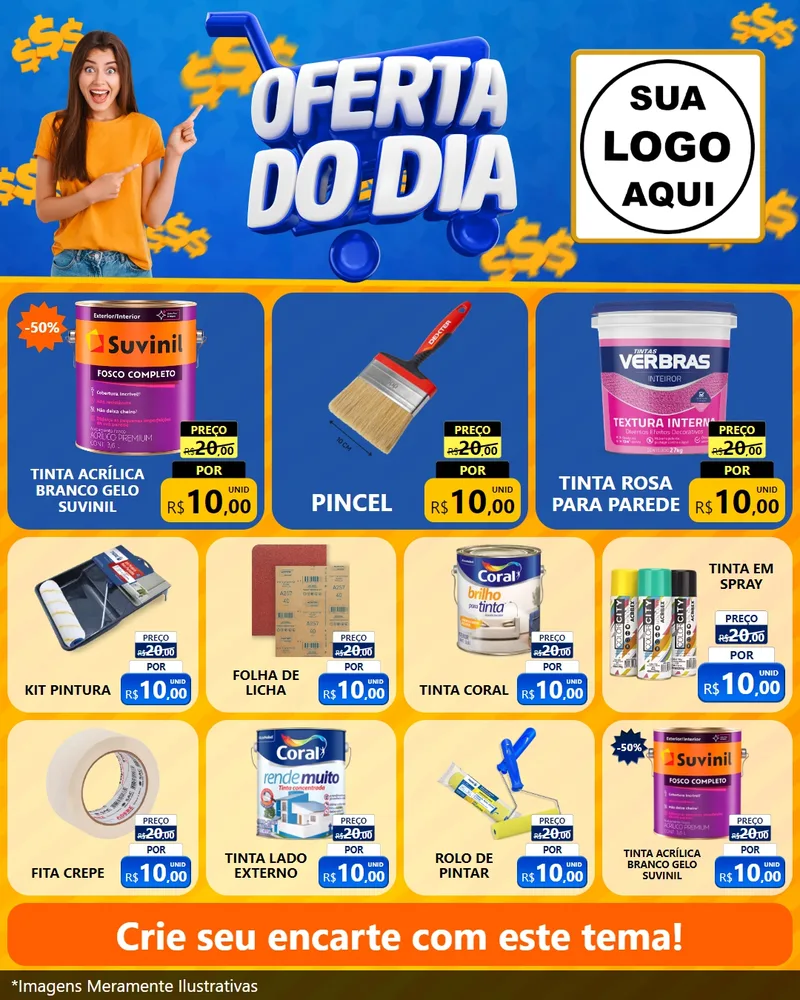 Modelo de Rede Social para Feed Instagram com o tema Oferta do Dia para Tintas e Ferramentas