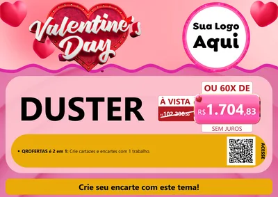 Modelo de Cartaz para Cartaz A4 Horizontal com o tema Valentine's Day para Concessionaria de Carros