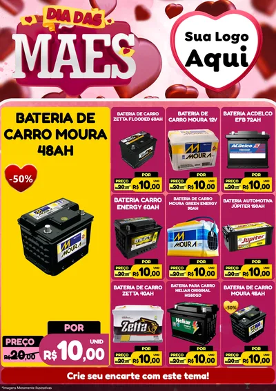 Modelo de Encarte para Encarte A4 Vertical com o tema Dia Das Mães para Baterias Elétricas